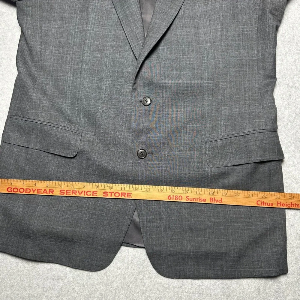 Ermenegildo Zegna Mens Grey/Blue Glen Plaid Wool Blazer Suit Jacket Size 54L 44R